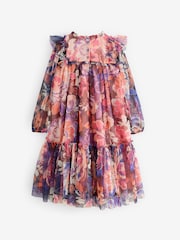 Angel & Rocket Purple Cara Printed Swing Mesh Dress - Image 2 of 5