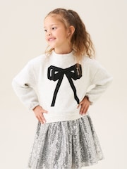 Angel & Rocket Silver Ella Sequin Skirt Sweat Dress - Image 1 of 8