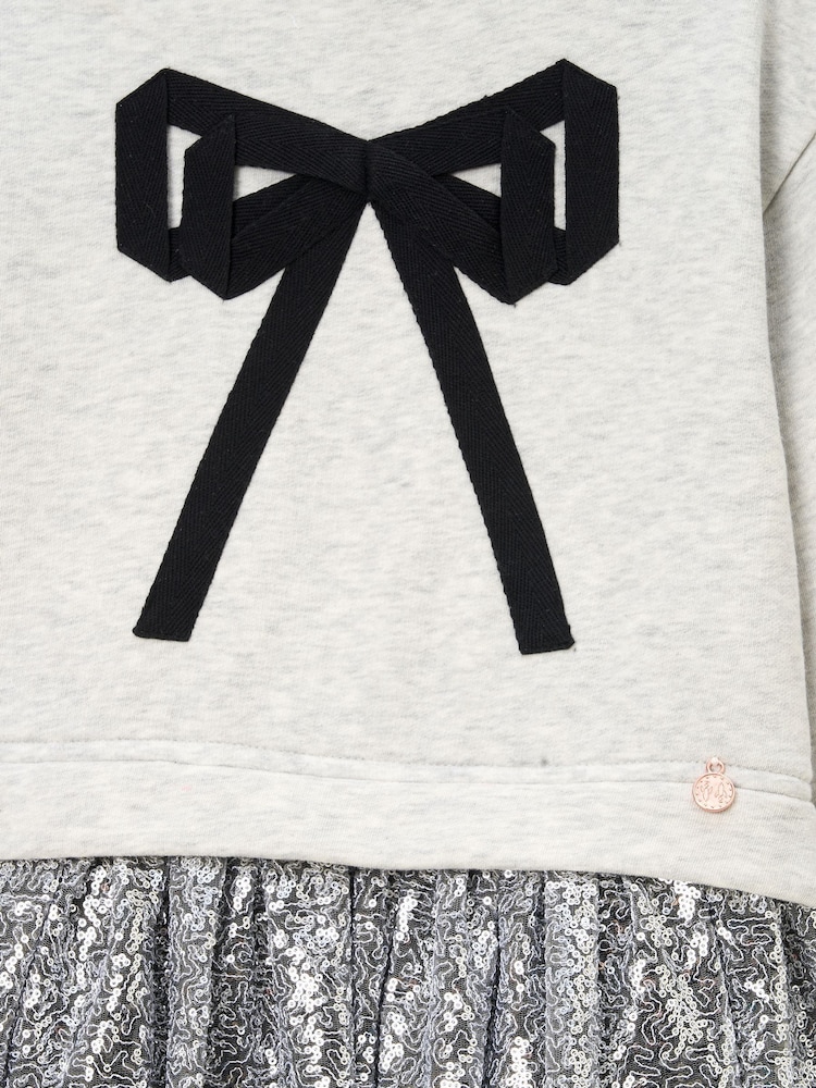 Angel & Rocket Silver Ella Sequin Skirt Sweat Dress - Image 8 of 8