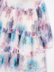 Angel & Rocket White Eleanor Floral Print Mesh Dress - Image 10 of 11