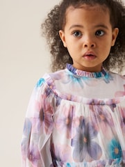 Angel & Rocket White Eleanor Floral Print Mesh Dress - Image 2 of 6