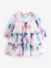 Angel & Rocket White Eleanor Floral Print Mesh Dress - Image 5 of 6