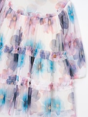 Angel & Rocket White Eleanor Floral Print Mesh Dress - Image 6 of 6