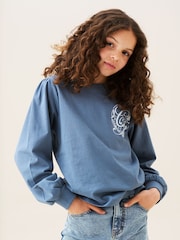 Angel & Rocket Blue Raya Long Sleeve Print T-Shirt - Image 1 of 6