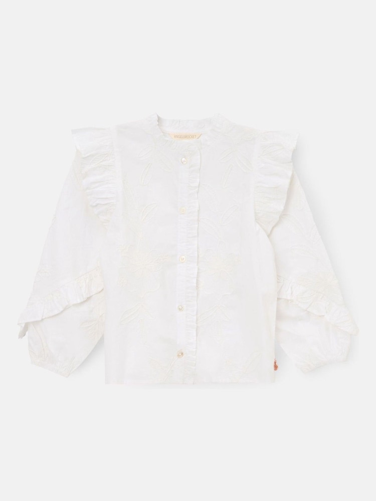 Buy Angel Rocket White Lacey Embroidered Frill Sleeve Blouse