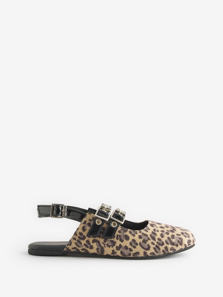 Angel & Rocket Nude Leopard Buckle Sling Back Shoes - Image 1 of 3 Angel & Rocket Nude Leopard Buckle Sling Back Shoes - Image 1 of 3