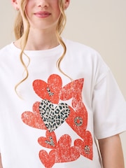 Angel & Rocket Oversized Quinn Heart Print T-Shirt - Imagen 2 de 6