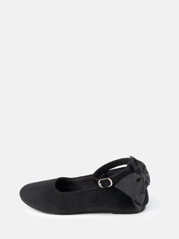 Angel & Rocket Black Velvet Satin Bow Back Shoes - Image 3 of 3