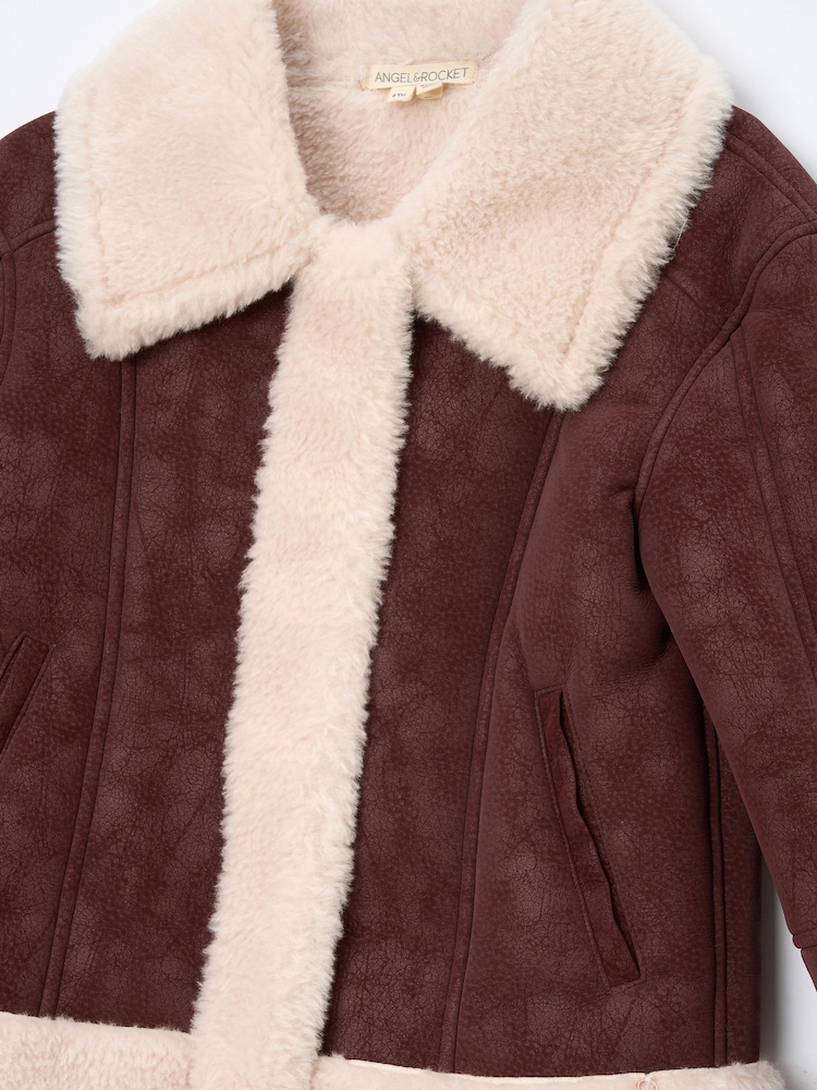 Angel & Rocket Red Halle Faux Leather Fur Jacket - Image 2 of 8 Angel & Rocket Red Halle Faux Leather Fur Jacket - Image 2 of 8