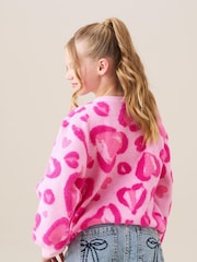 Angel & Rocket Pink Reya Leopard Print Heart Eyelash Jumper - Image 3 of 9