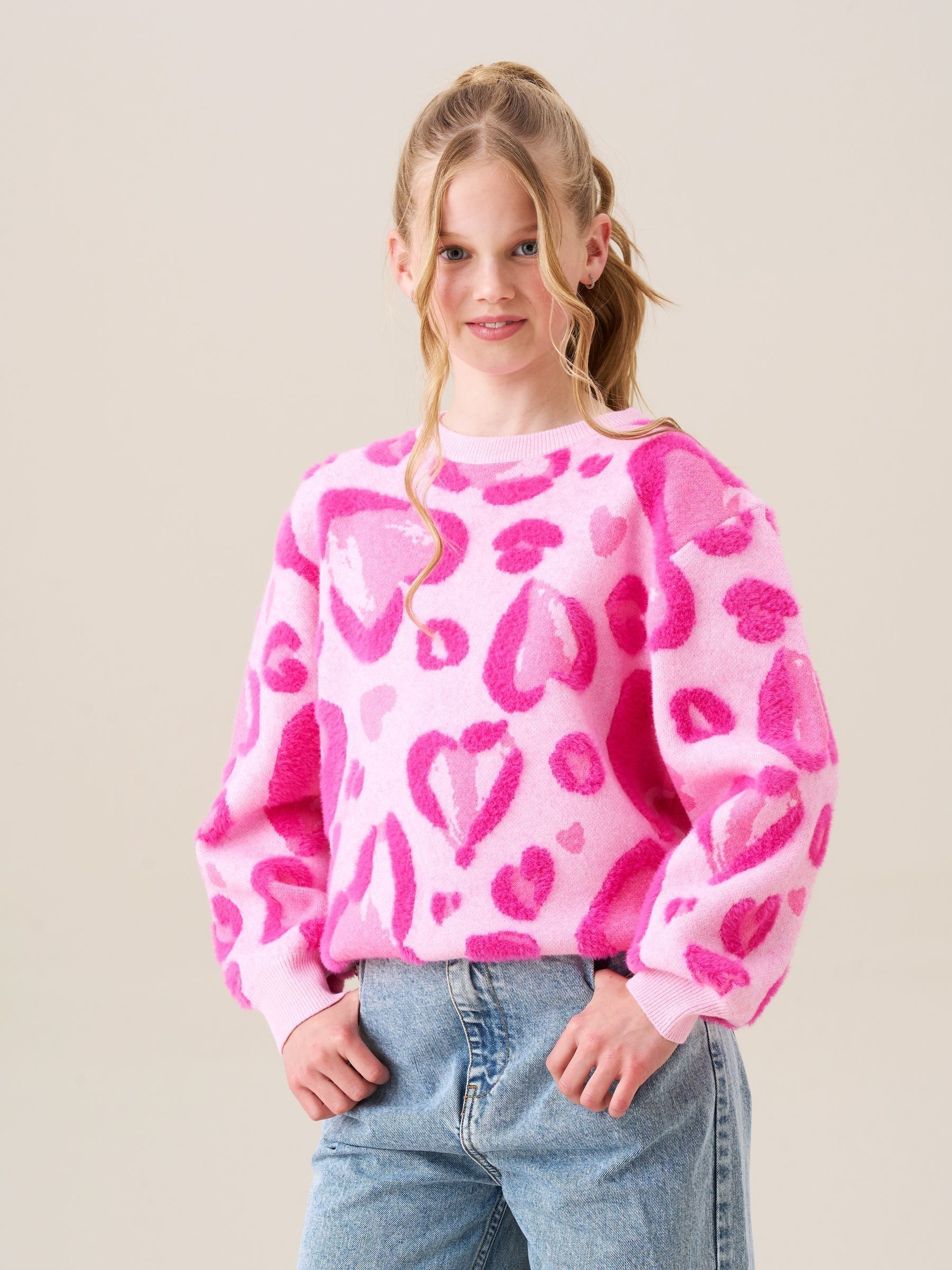 Buy Angel & Rocket Pink Reya Leopard Print Heart Eyelash Jumper