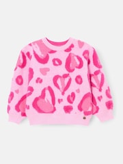 Angel & Rocket Pink Reya Leopard Print Heart Eyelash Jumper - Image 7 of 9