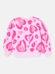 Angel & Rocket Pink Reya Leopard Print Heart Eyelash Jumper - Image 8 of 9