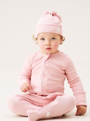 Angel & Rocket Pink Rosa Broderie Trim Sweat Onsie Sleepsuit - Image 2 of 6