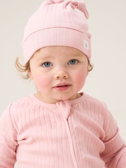Angel & Rocket Pink Rosa Broderie Trim Sweat Onsie Sleepsuit - Image 3 of 6