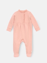 Angel & Rocket Pink Rosa Broderie Trim Sweat Onsie Sleepsuit - Image 4 of 6