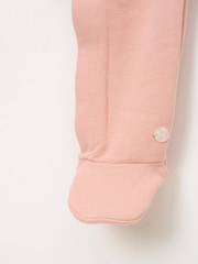Angel & Rocket Pink Rosa Broderie Trim Sweat Onsie Sleepsuit - Image 5 of 6