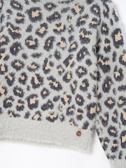 Angel & Rocket Grey Ginny Leopard Print Eyelash Jumper - Image 7 of 7