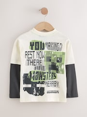 Angel & Rocket White Minecraft Logo T-Shirt - Image 2 of 2
