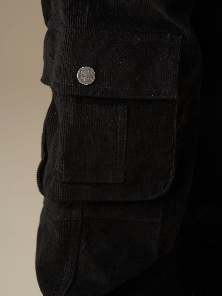 Angel & Rocket Black Weston Washed Cord Cuffed Joggers - Image 4 of 4