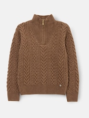 Angel & Rocket Brown Colin Zip Neck Cable Jumper - Image 5 of 7