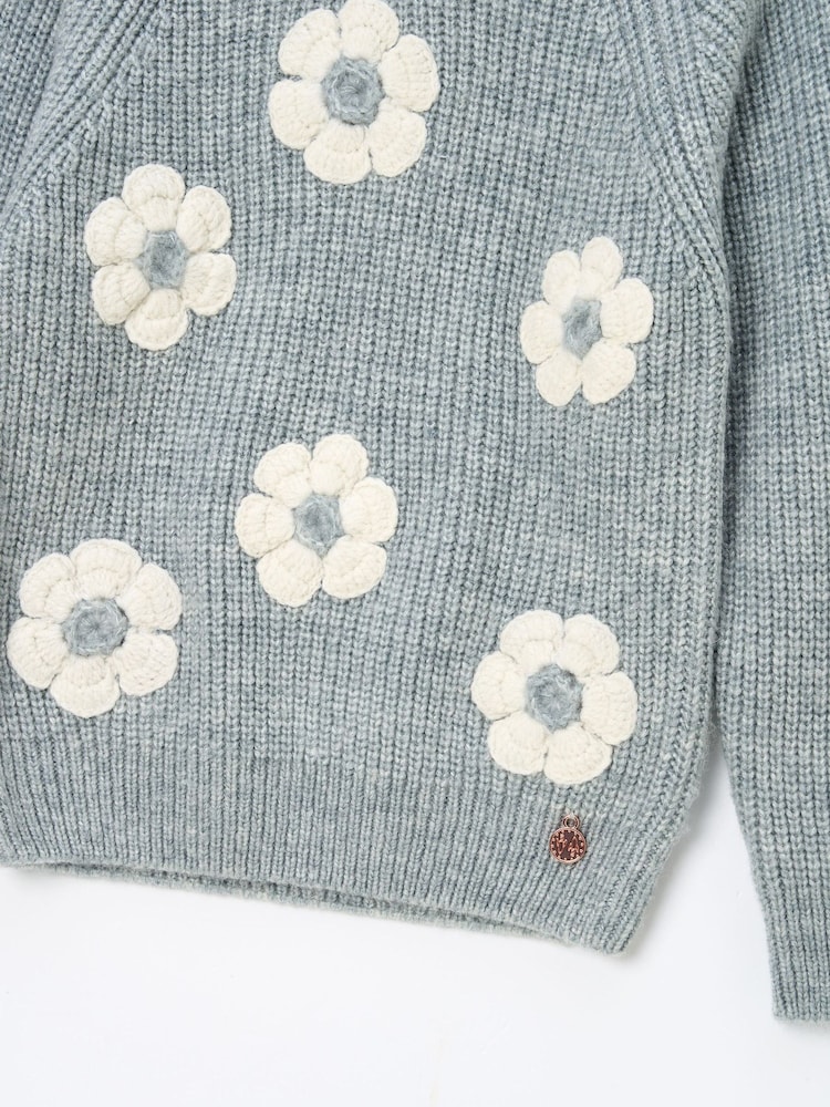 Angel & Rocket Grey Rumi Embellished Flower Jumper - Image 9 of 9 Angel & Rocket Grey Rumi Embellished Flower Jumper - Image 9 of 9