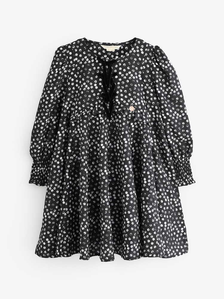 Angel & Rocket Black Saskia Godet Spot Dress - Image 1 of 4