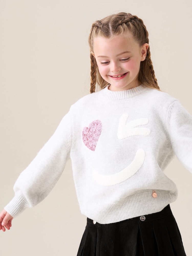 Angel & Rocket Grey Verity Smiley Face Jumper - Image 2 of 6