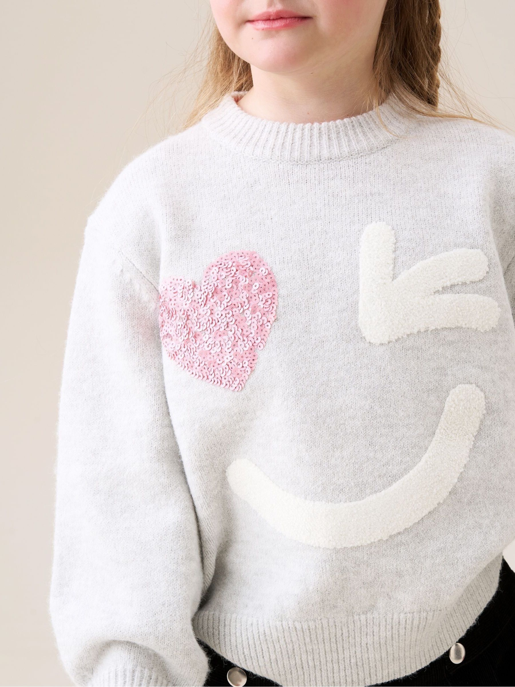 Buy Angel & Rocket Grey Verity Smiley Face Jumper from Next Romania