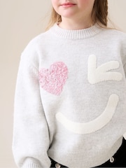 Angel & Rocket Grey Verity Smiley Face Jumper - Image 3 of 6