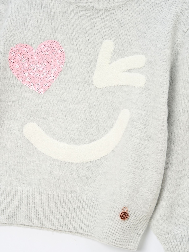 Angel & Rocket Grey Verity Smiley Face Jumper - Image 6 of 6