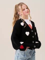 Angel & Rocket Black Everly Heart Print Cardigan - Image 2 of 8