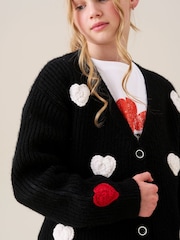 Angel & Rocket Black Everly Heart Print Cardigan - Image 3 of 8