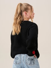 Angel & Rocket Black Everly Heart Print Cardigan - Image 4 of 8