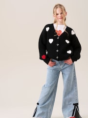 Angel & Rocket Black Everly Heart Print Cardigan - Image 5 of 8