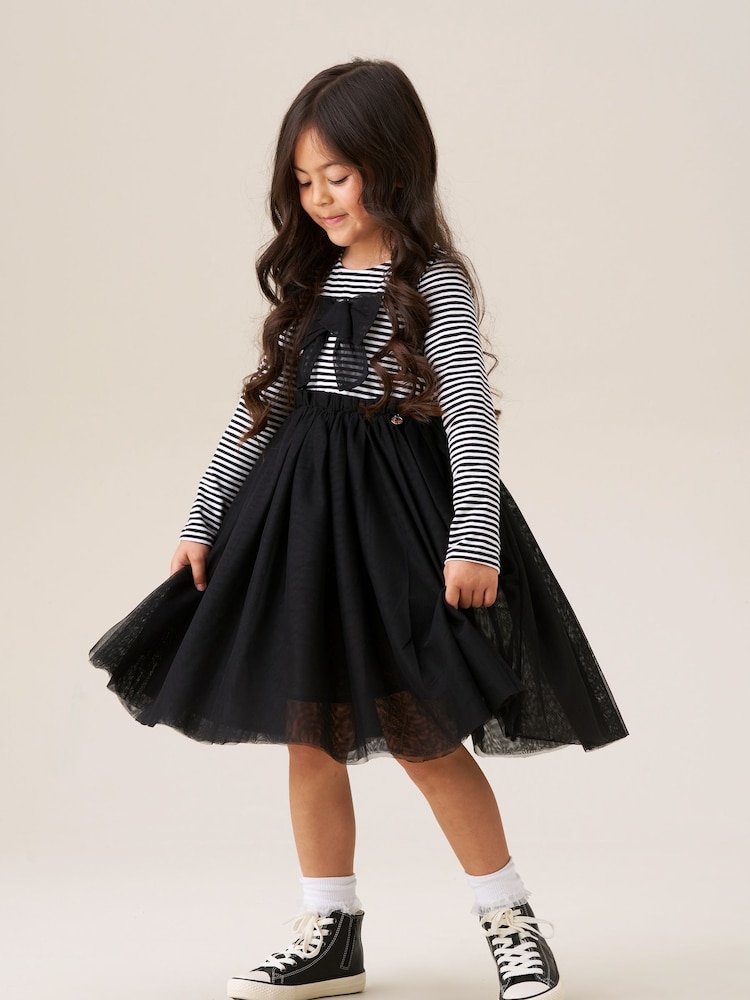 Angel & Rocket Black Carrie Stripe Mesh Skirt Dress - Image 1 of 7