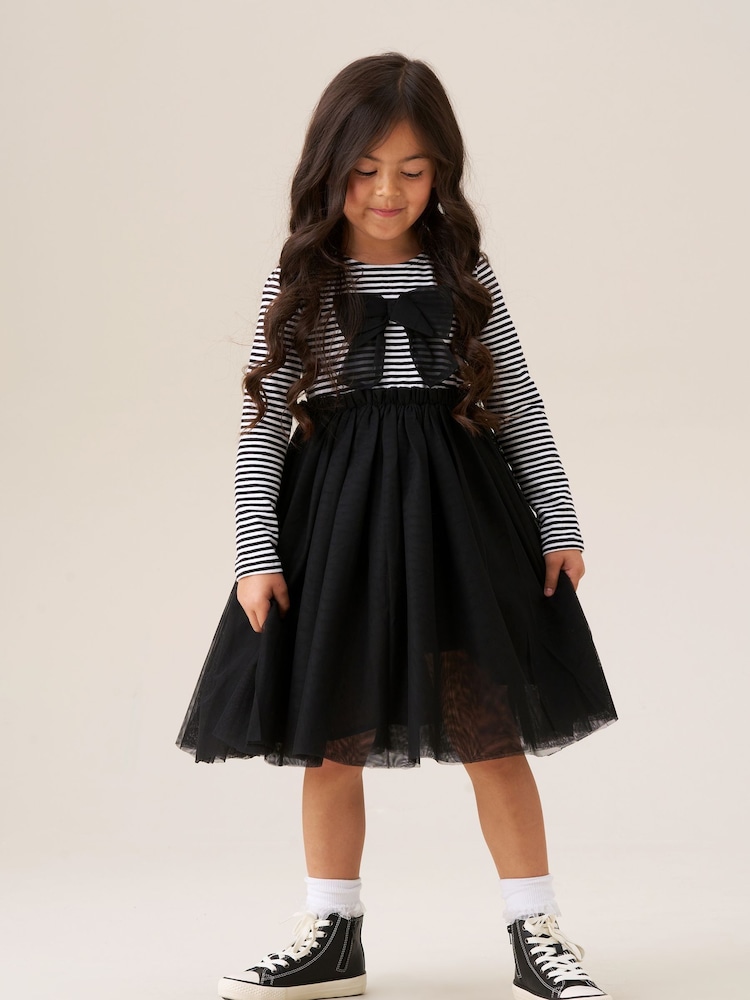 Angel & Rocket Black Carrie Stripe Mesh Skirt Dress - Image 2 of 7