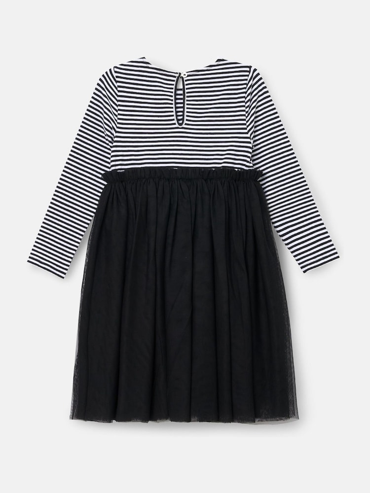 black and white striped mesh dress Black & White Striped Long Sleeve Knit Mini Dress Black & White / 10
