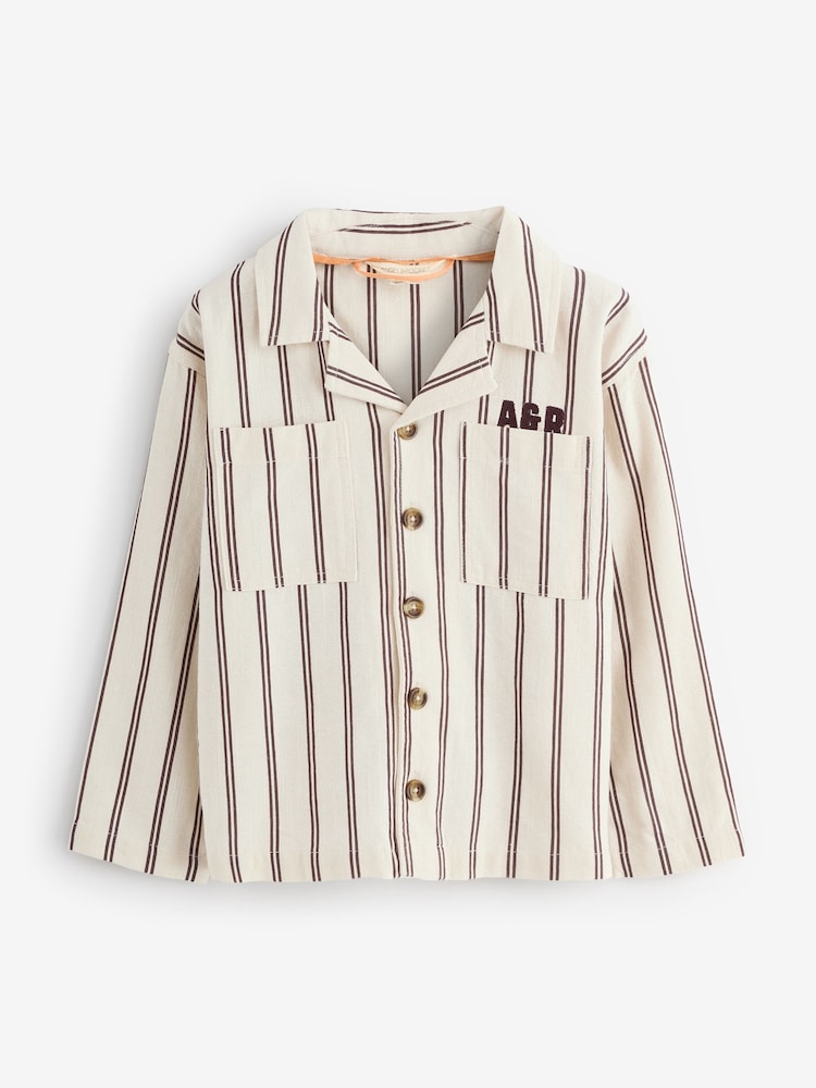 Angel & Rocket Natural Cooper Stripe Canvas Shacket - Image 1 of 5