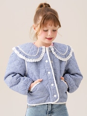 Angel & Rocket Blue Lottie Quilted Lace Trim Collar Jacket - Image 3 of 7