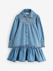 Angel & Rocket Blue Harper Shirred Denim Shirt Dress - Image 1 of 5