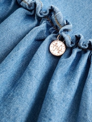 Angel & Rocket Blue Harper Shirred Denim Shirt Dress - Image 3 of 5