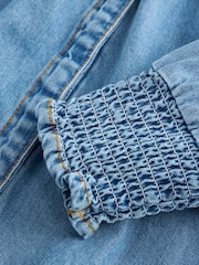 Angel & Rocket Blue Harper Shirred Denim Shirt Dress - Image 4 of 5