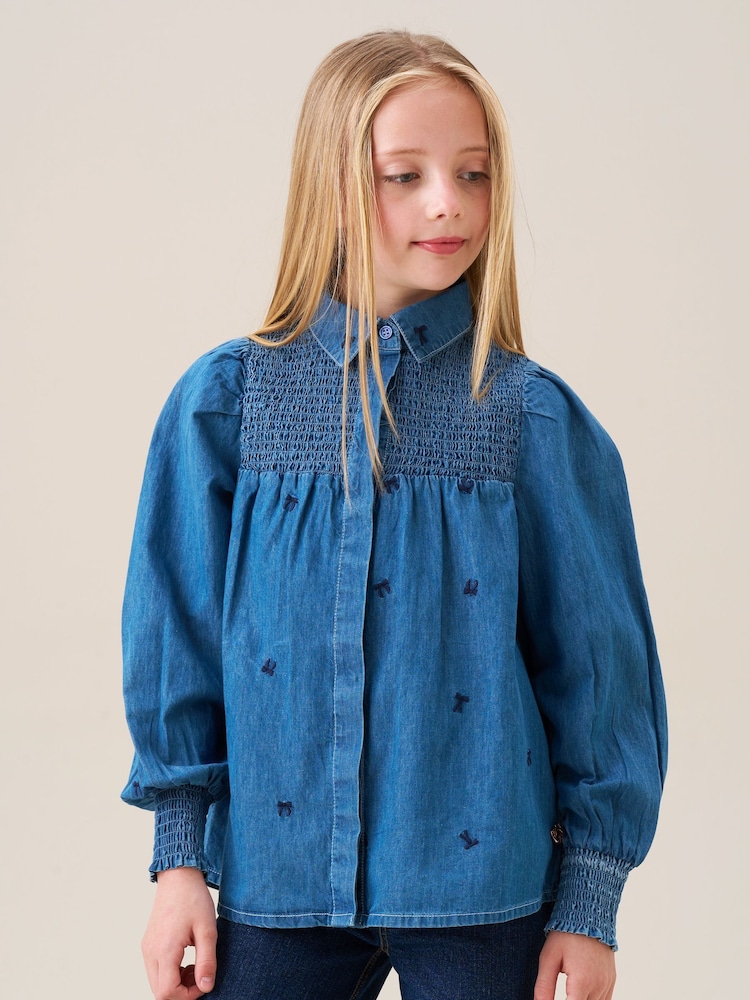 Angel & Rocket Blouses Myla Embroidered Denim Shirt - Image 1 of 7