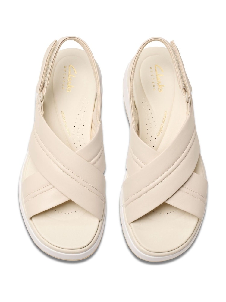 Clarks Cream Tuscan Cross Sandals - Image 1 of 7