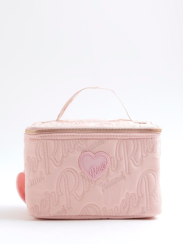 River Island Pink Girls Nylon Script Black Lunchbox - Image 1 of 5 River Island Pink Girls Nylon Script Black Lunchbox - Image 1 of 5