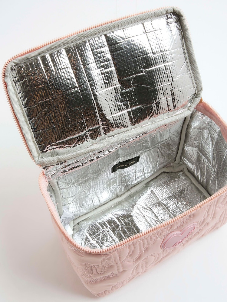 River Island Pink Girls Nylon Script Black Lunchbox - Image 5 of 5 River Island Pink Girls Nylon Script Black Lunchbox - Image 5 of 5