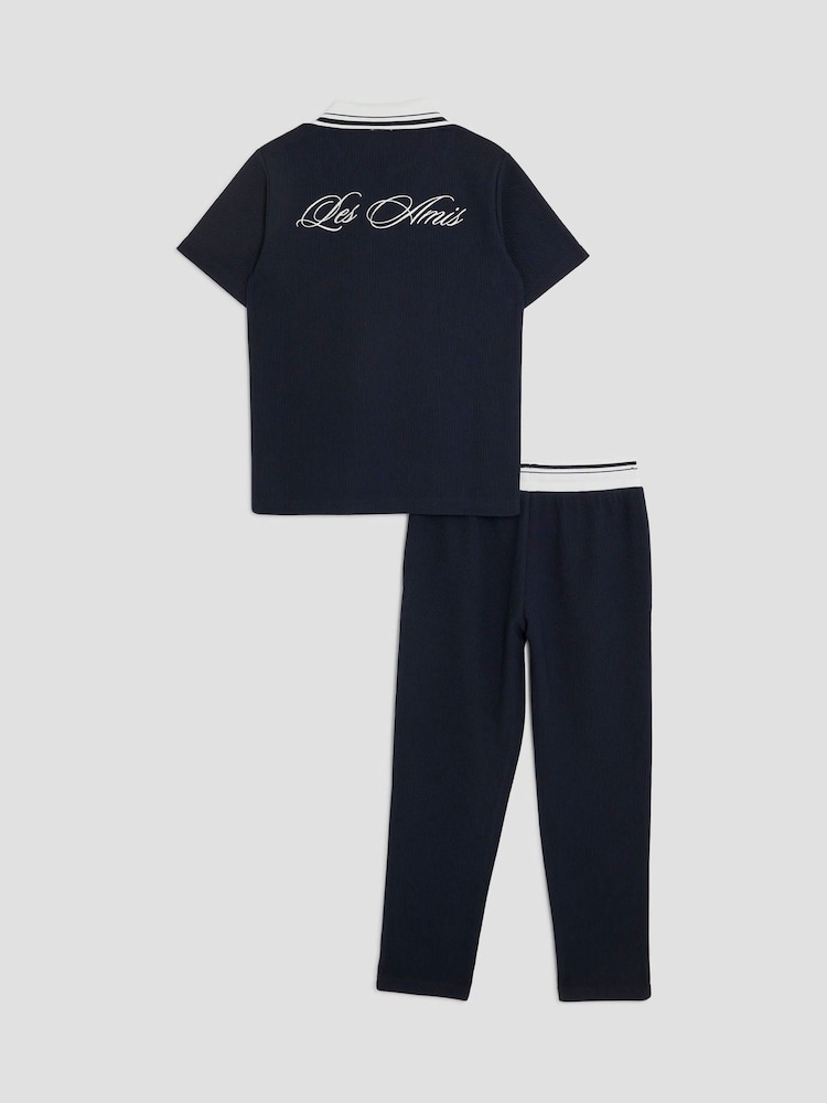 River Island Blue Boys Textured top & Jogger - Image 2 of 5 River Island Blue Boys Textured top & Jogger - Image 2 of 5