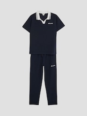 River Island Blue Boys Textured top & Jogger - Image 3 of 5