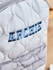 My 1st Years Personalised Large Quilted Blue Name Varsity Backpack - Image 3 of 3